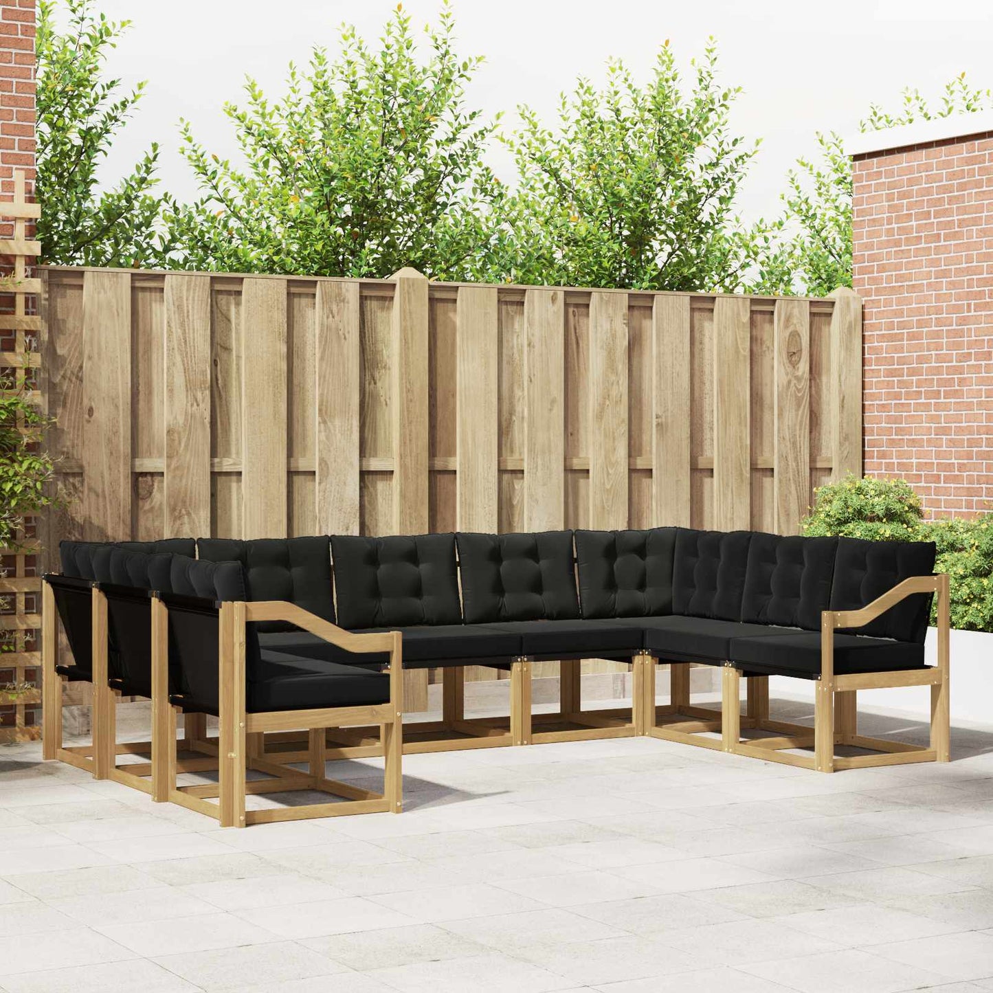 Outdoor-Sofagarnitur mit Kissen 9 pcs Weiß und Schwarz