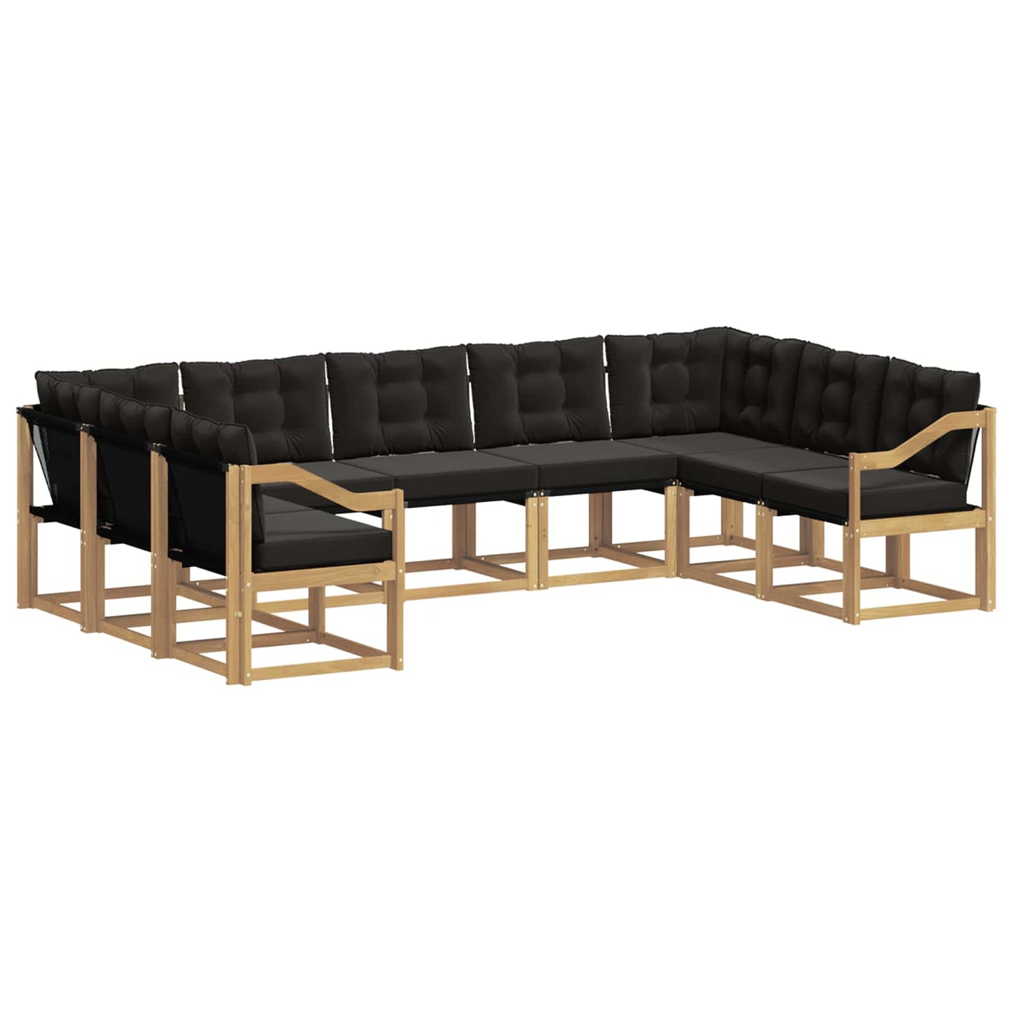 Outdoor-Sofagarnitur mit Kissen 9 pcs Weiß und Schwarz