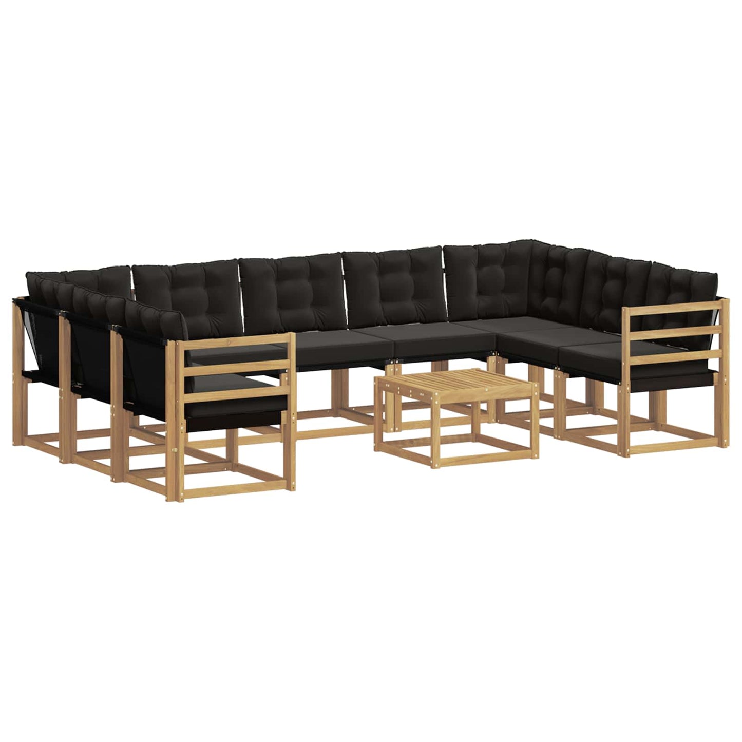 Outdoor-Sofagarnitur mit Kissen 10 pcs Weiß und Schwarz