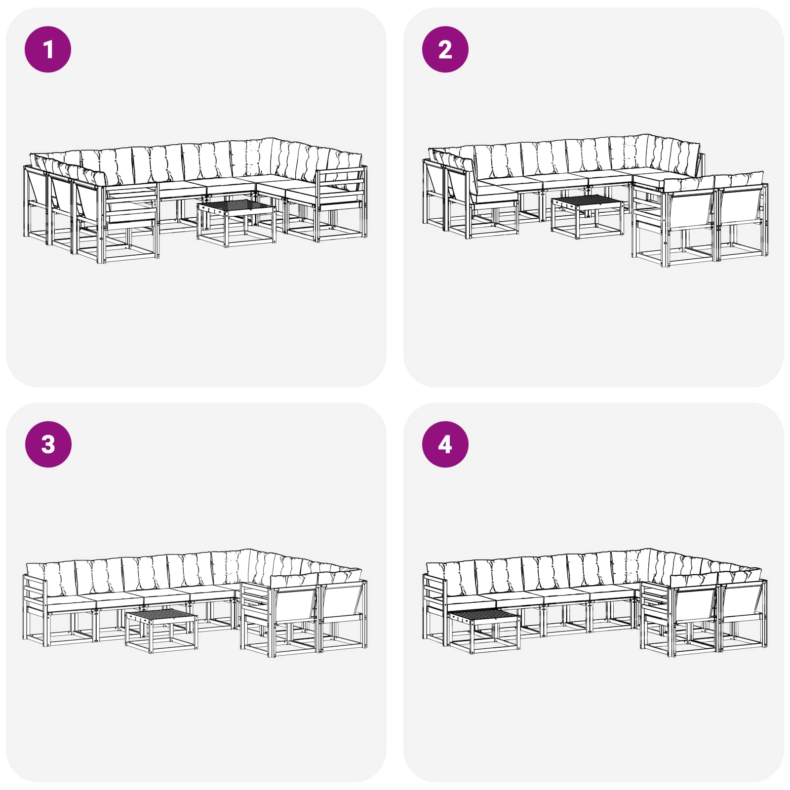 Outdoor-Sofagarnitur mit Kissen 10 pcs Weiß und Schwarz