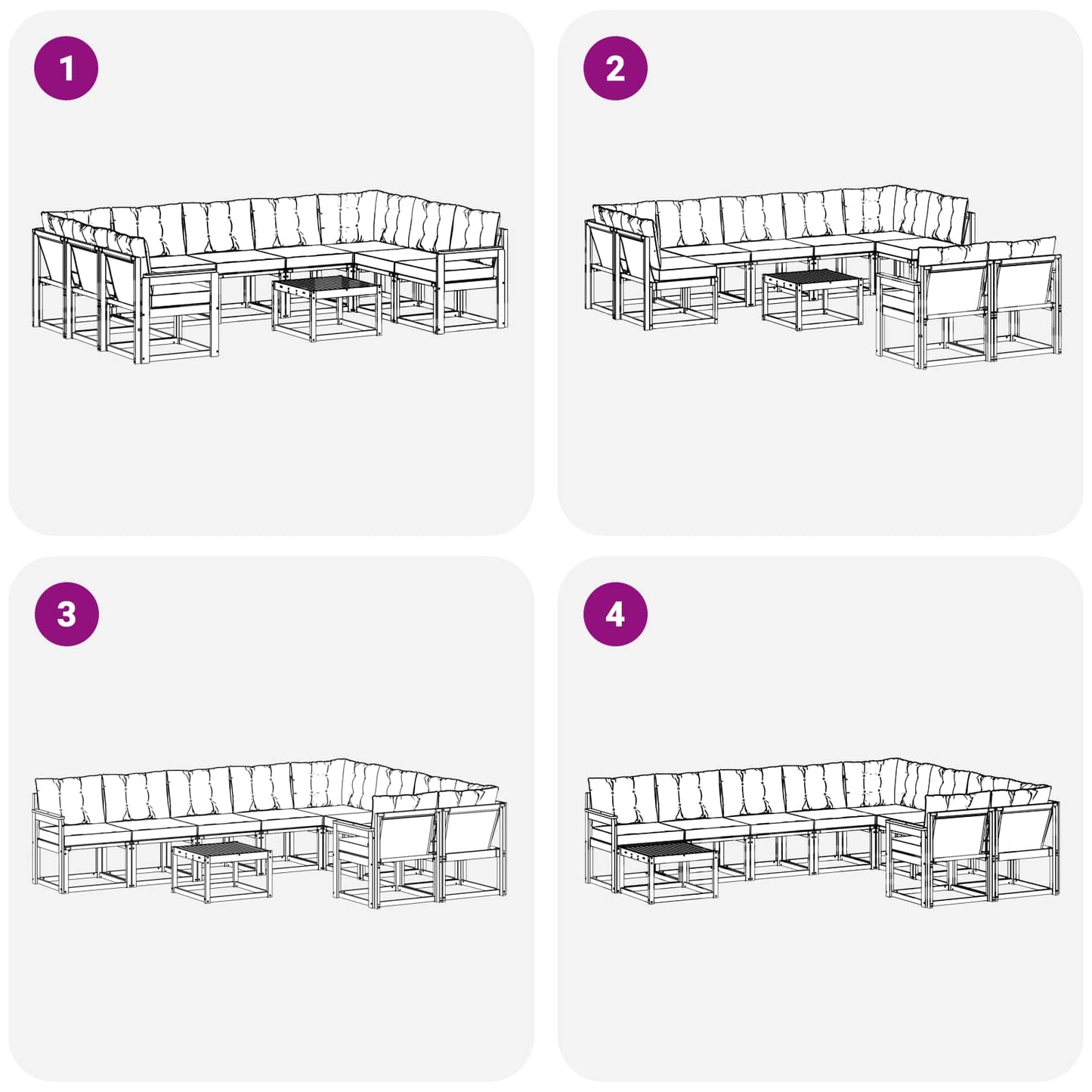 Outdoor-Sofagarnitur mit Kissen 10 pcs Weiß und Schwarz