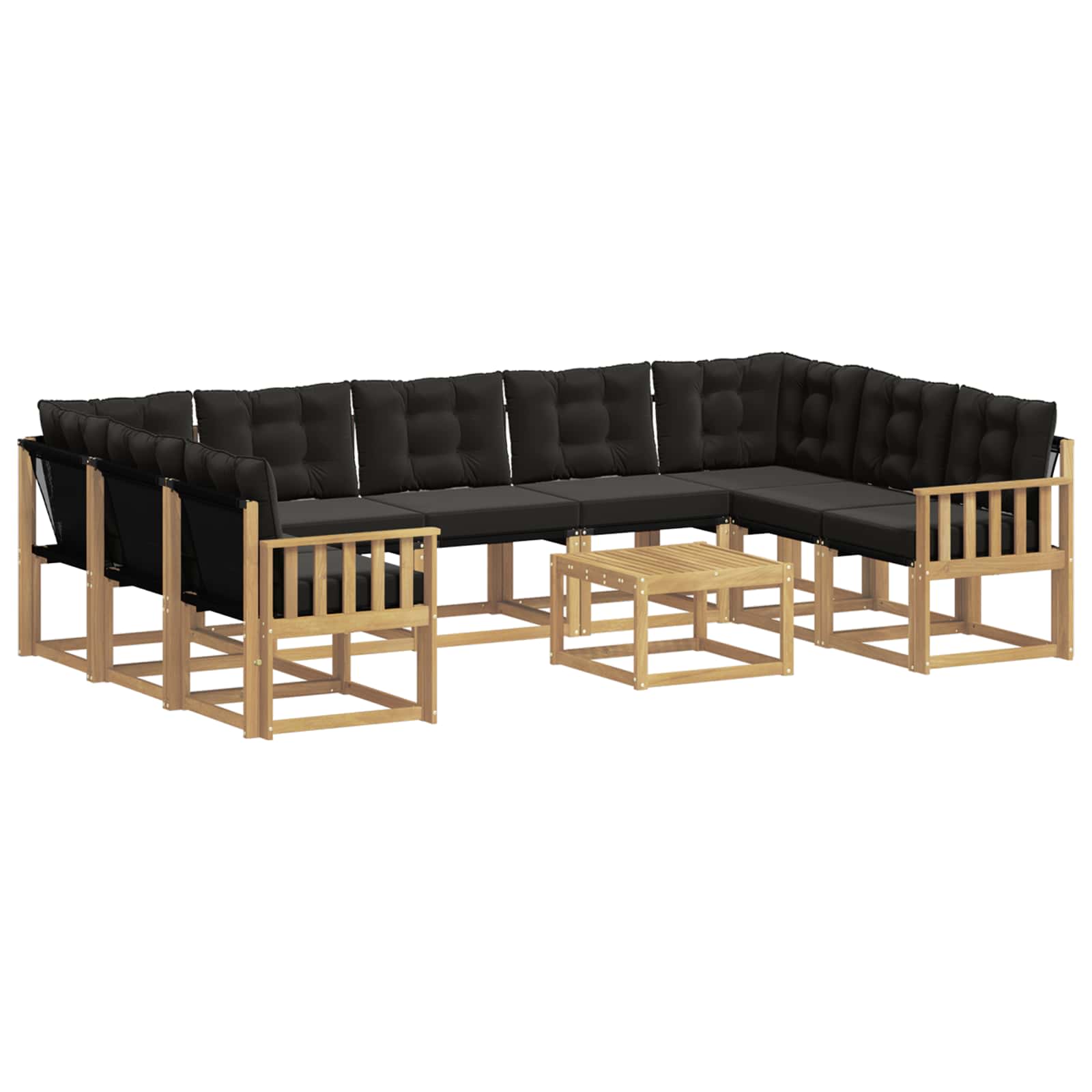 Outdoor-Sofagarnitur mit Kissen 10 pcs Weiß und Schwarz