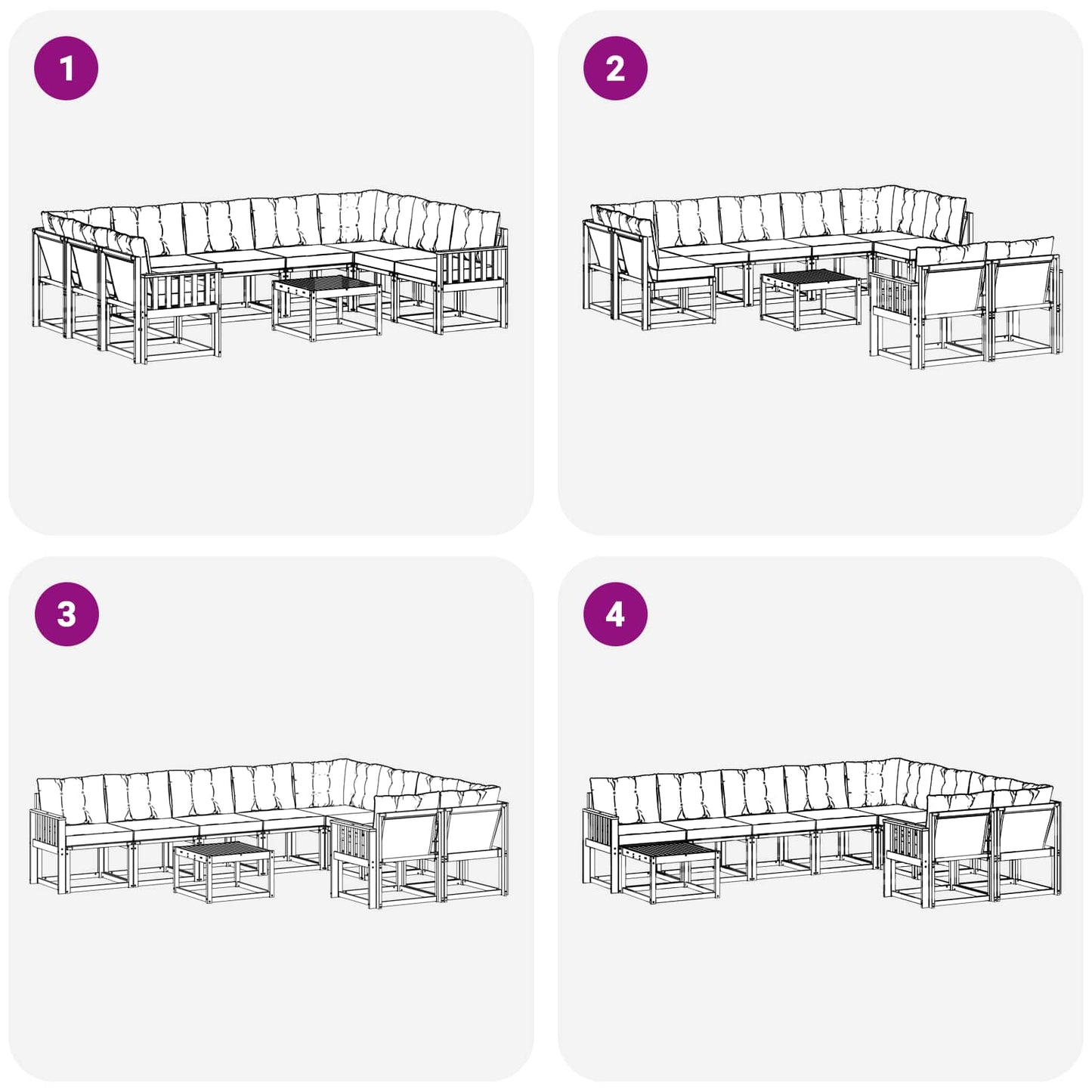 Outdoor-Sofagarnitur mit Kissen 10 pcs Weiß und Schwarz