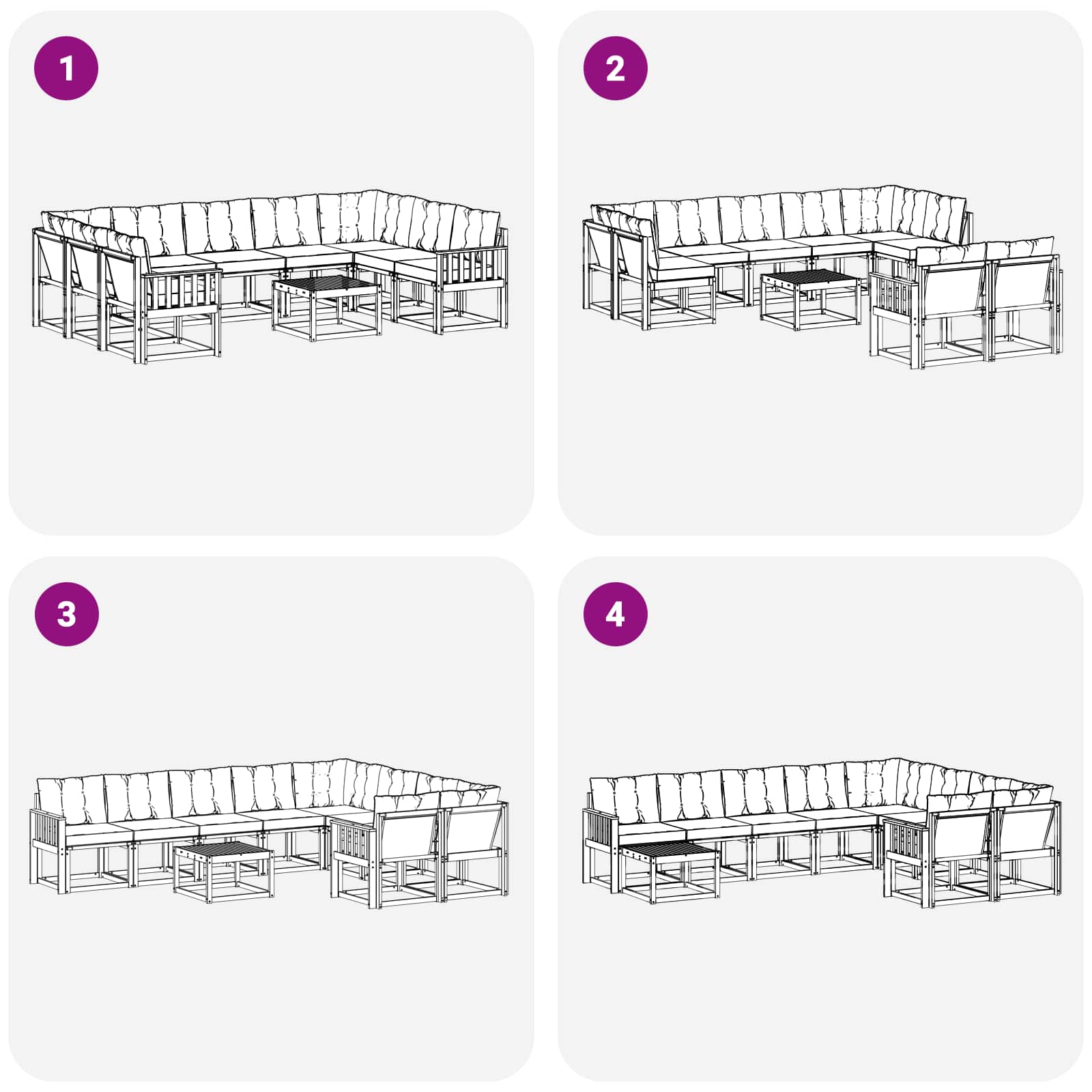 Outdoor-Sofagarnitur mit Kissen 10 pcs Weiß und Schwarz