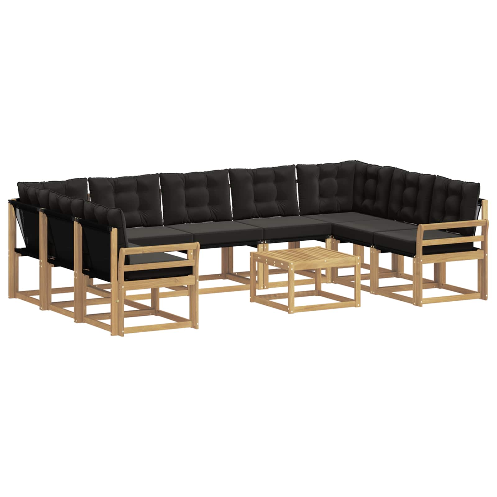 Outdoor-Sofagarnitur mit Kissen 10 pcs Weiß und Schwarz