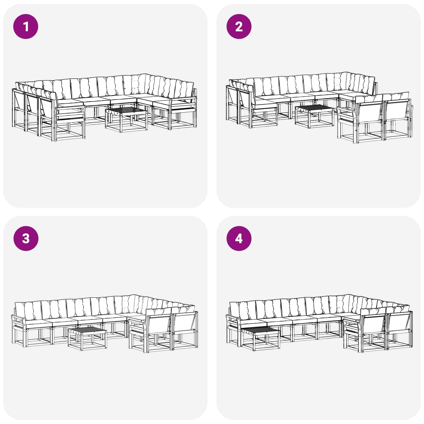 Outdoor-Sofagarnitur mit Kissen 10 pcs Weiß und Schwarz