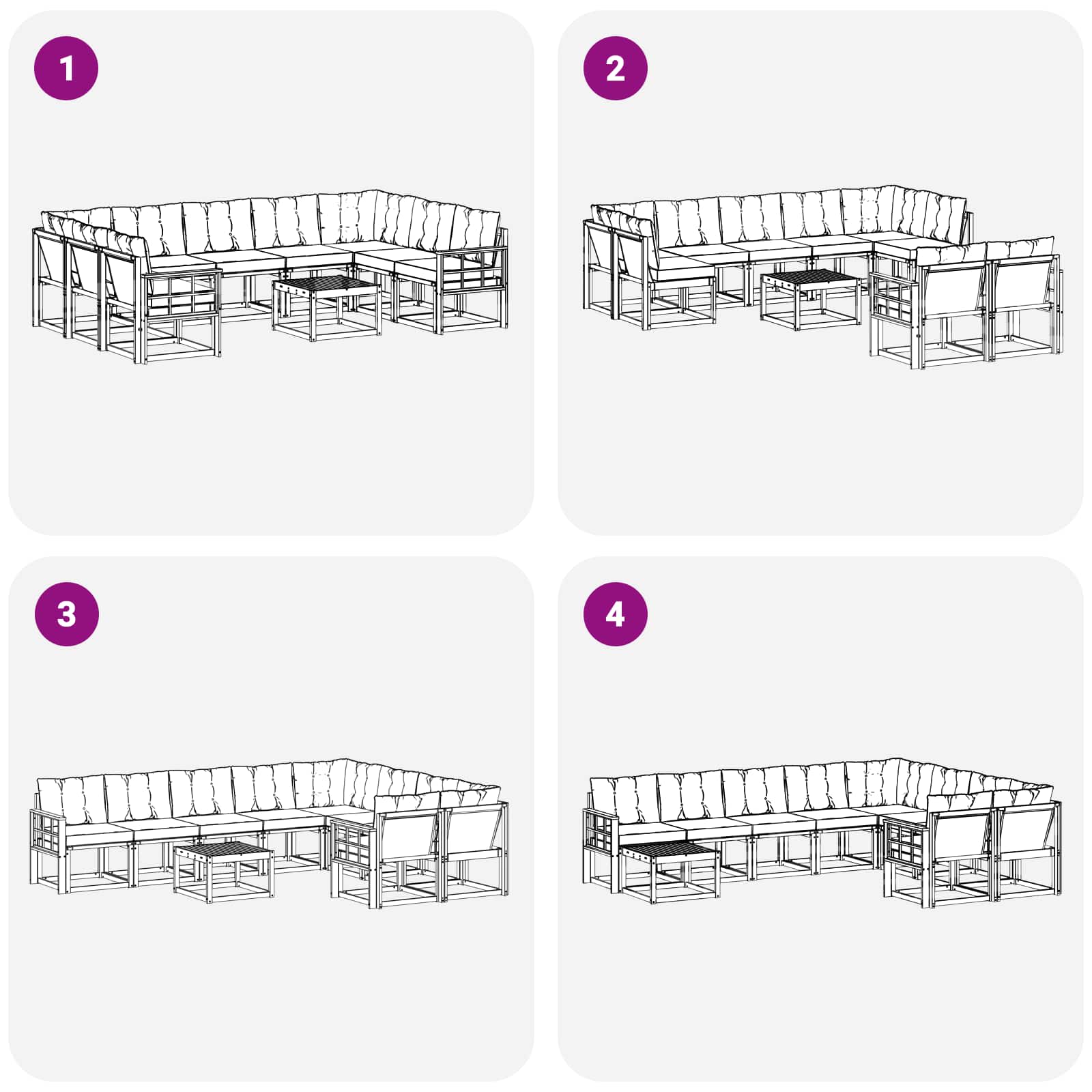 Outdoor-Sofagarnitur mit Kissen 10 pcs Weiß und Schwarz