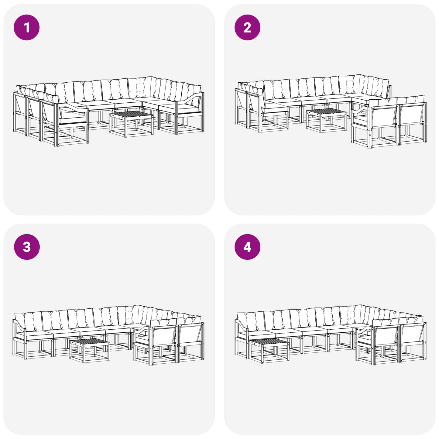 Outdoor-Sofagarnitur mit Kissen 10 pcs Weiß und Schwarz