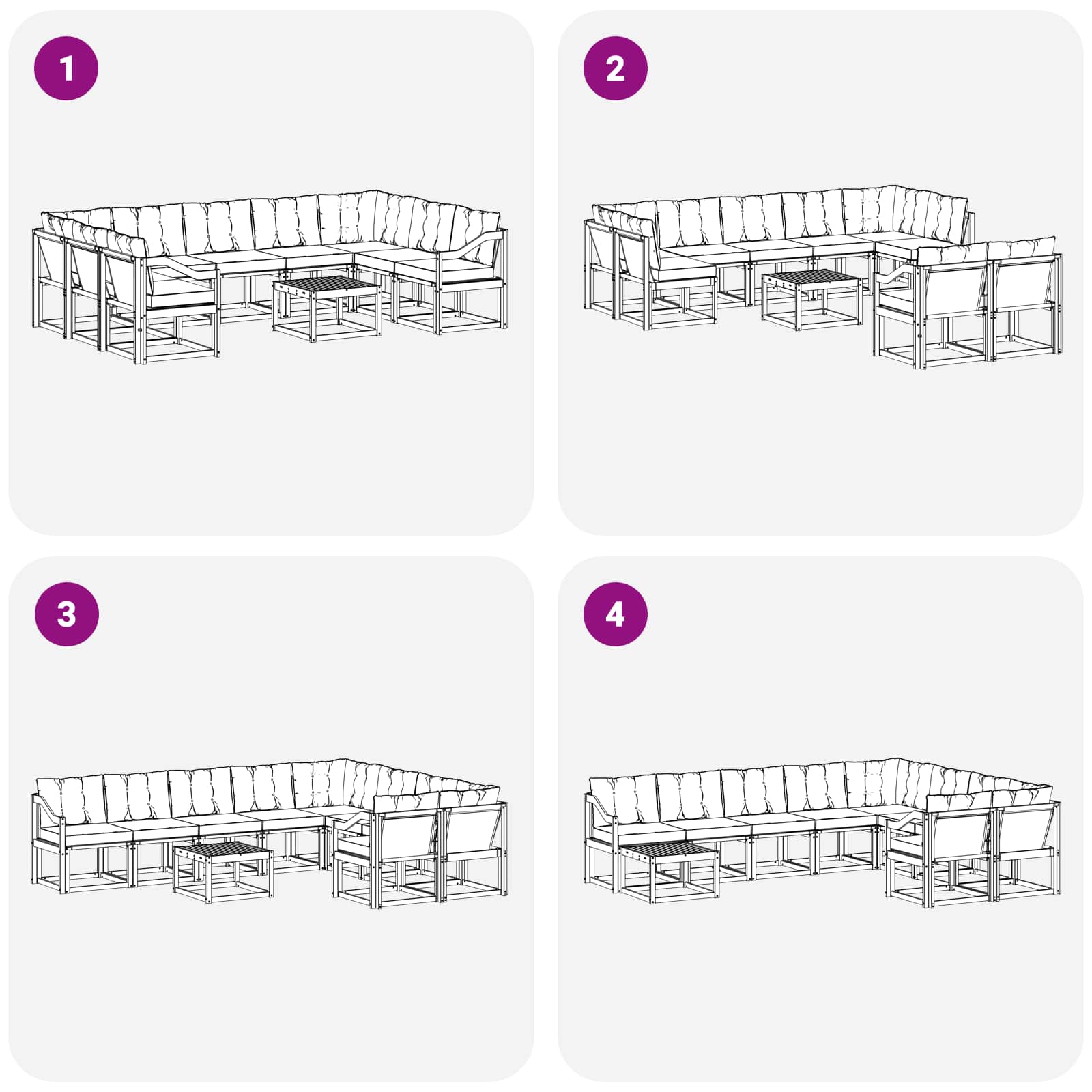 Outdoor-Sofagarnitur mit Kissen 10 pcs Weiß und Schwarz