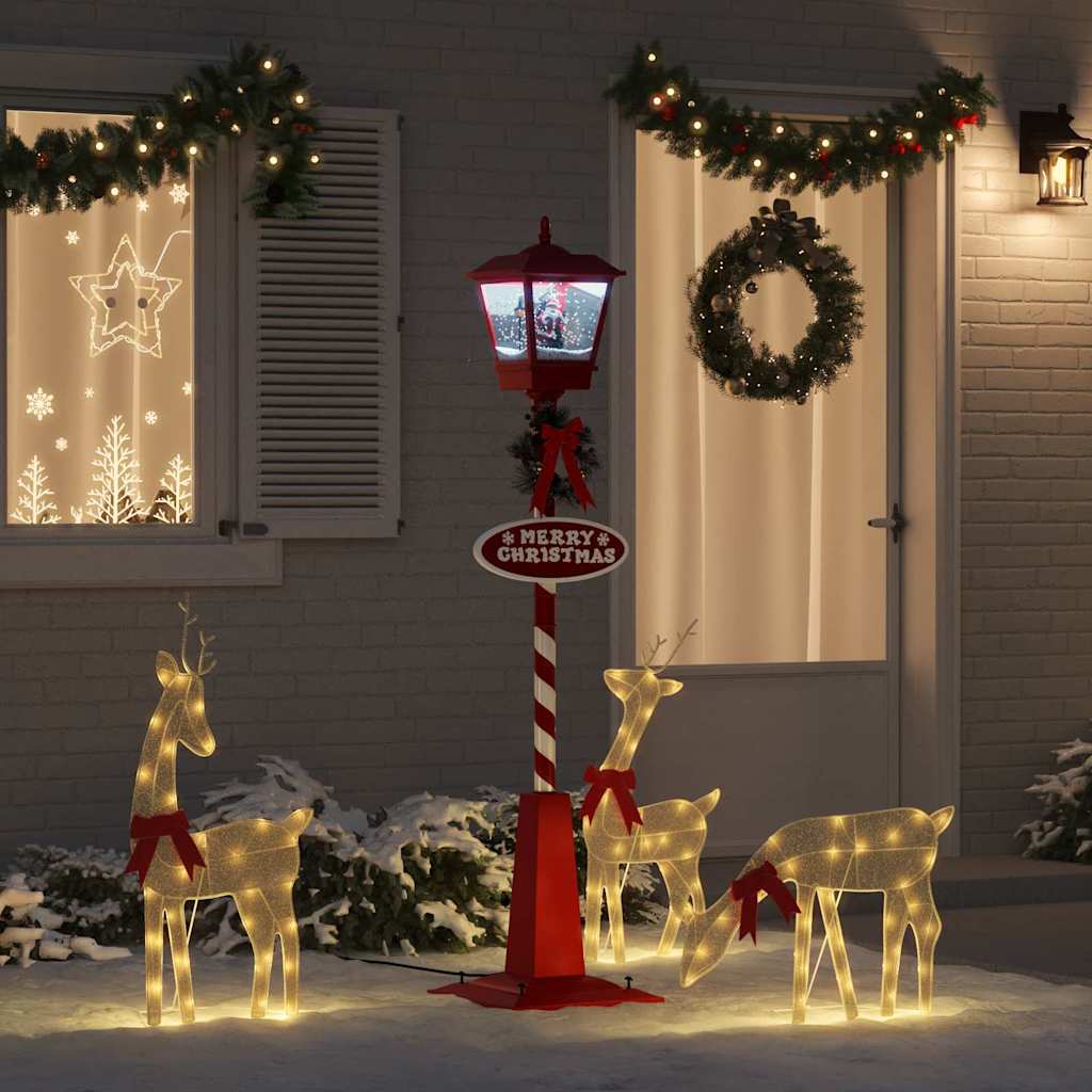 Weihnachtsstraßenlampe mit Laterne Rot 40,5x40,5x180cm