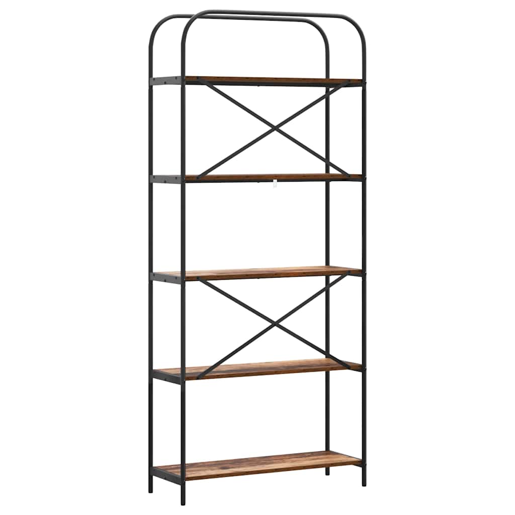 Bücherregal 5 Ebenen 80 x 30 x 183 cm Holzwerkstoff Altholz
