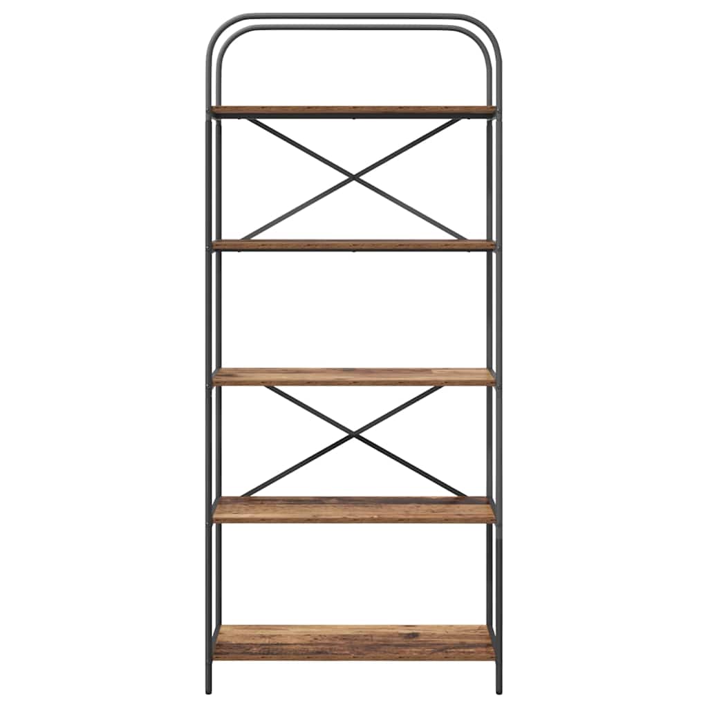 Bücherregal 5 Ebenen 80 x 30 x 183 cm Holzwerkstoff Altholz