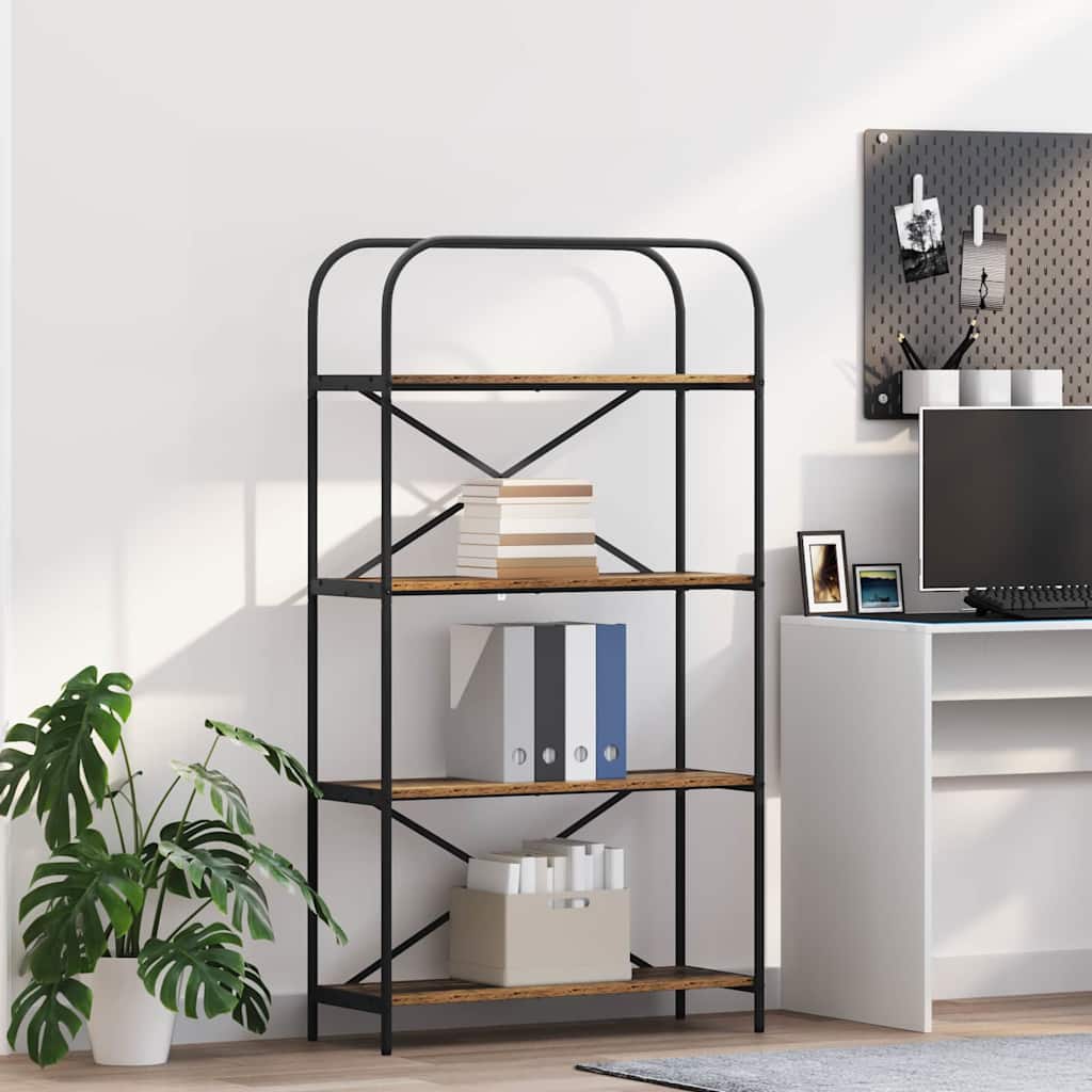 Bücherregal 4 Ebenen 80 x 30 x 146 cm Holzwerkstoff Altholz