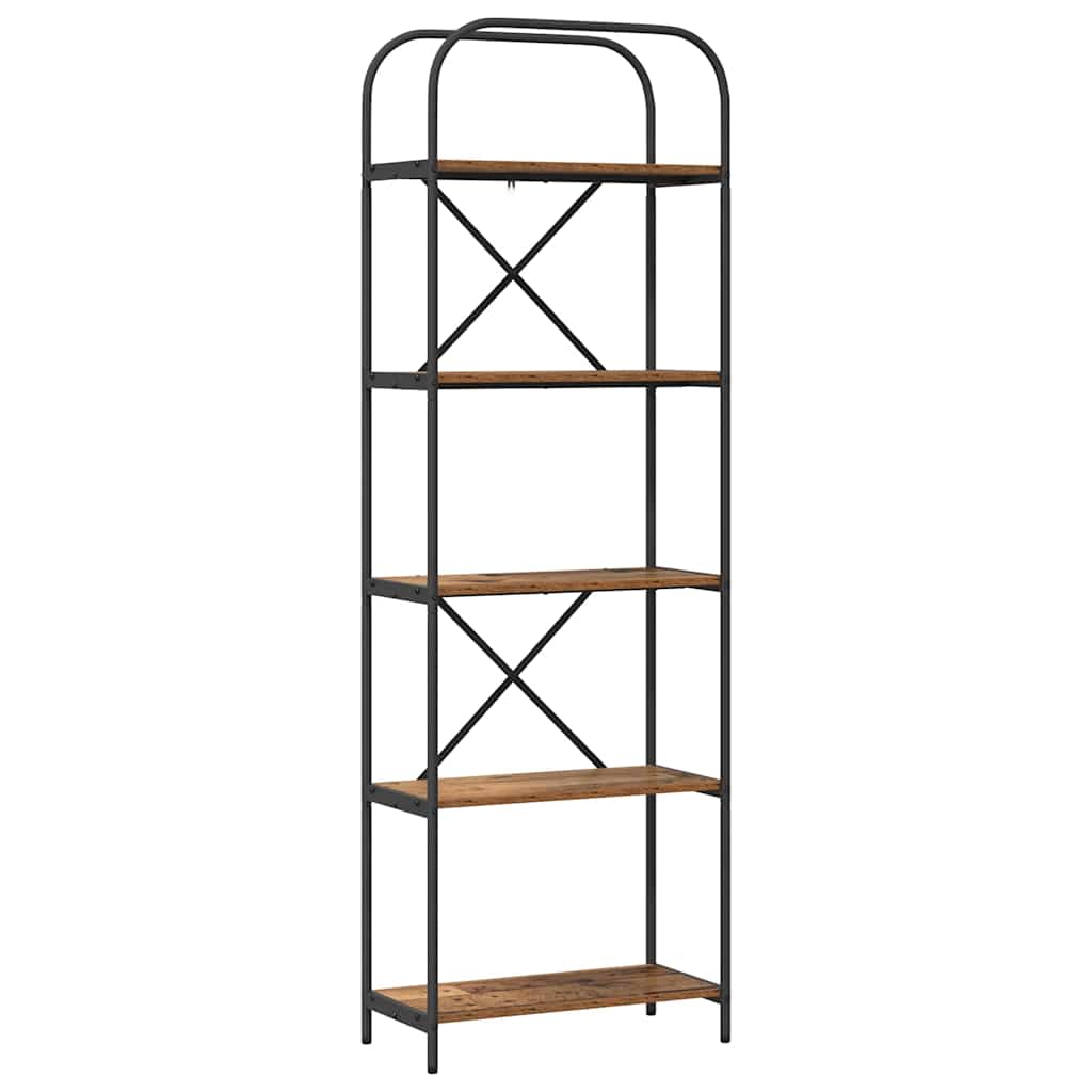 Bücherregal 5 Ebenen 60 x 30 x 183 cm Holzwerkstoff Altholz