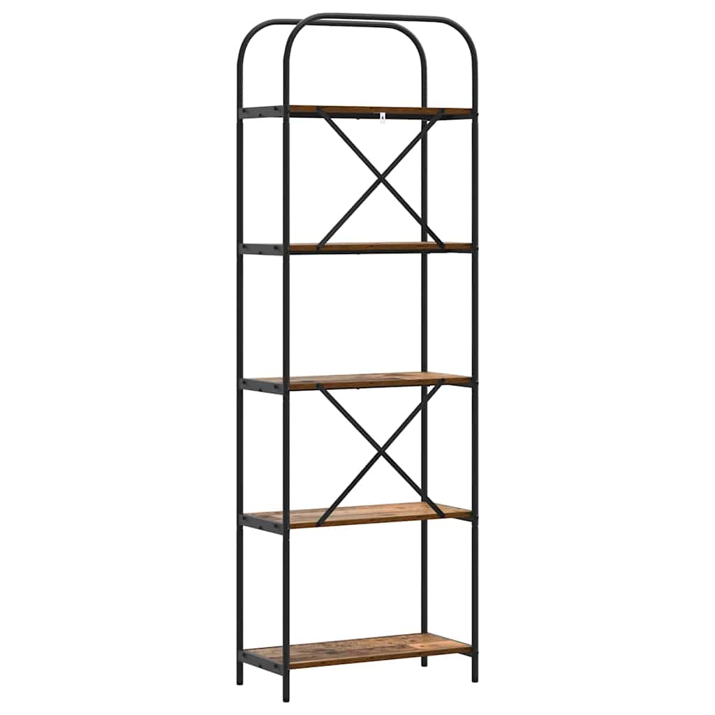 Bücherregal 5 Ebenen 60 x 30 x 183 cm Holzwerkstoff Altholz