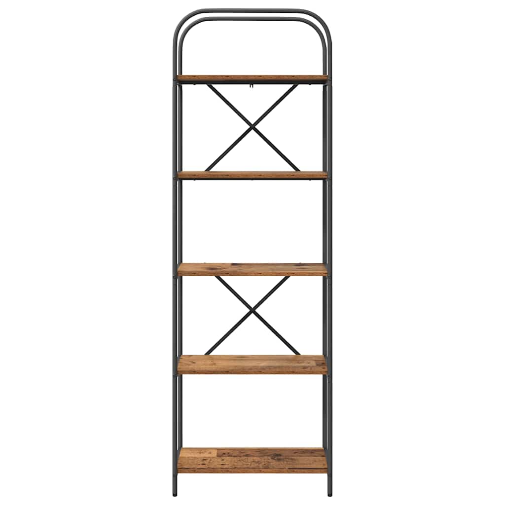 Bücherregal 5 Ebenen 60 x 30 x 183 cm Holzwerkstoff Altholz