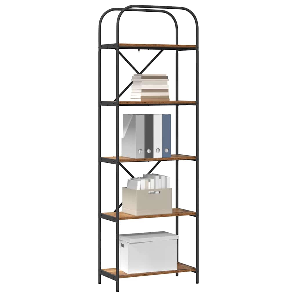 Bücherregal 5 Ebenen 60 x 30 x 183 cm Holzwerkstoff Altholz