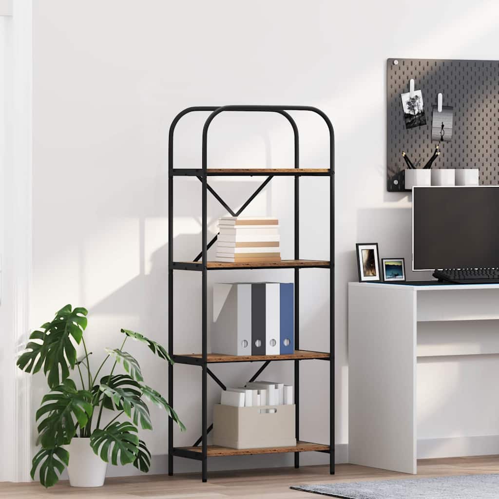 Bücherregal 4 Ebenen 60 x 30 x 146 cm Holzwerkstoff Altholz