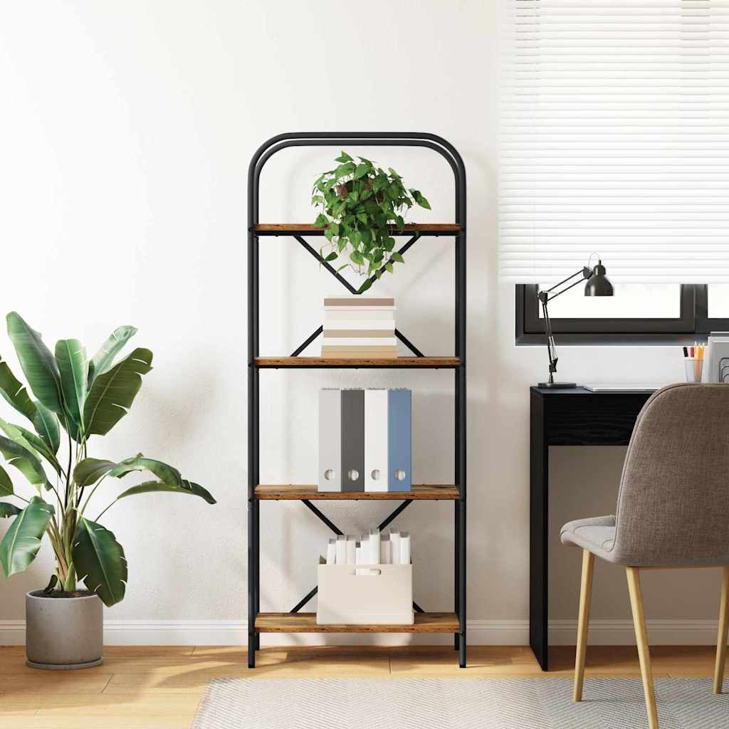 Bücherregal 4 Ebenen 60 x 30 x 146 cm Holzwerkstoff Altholz