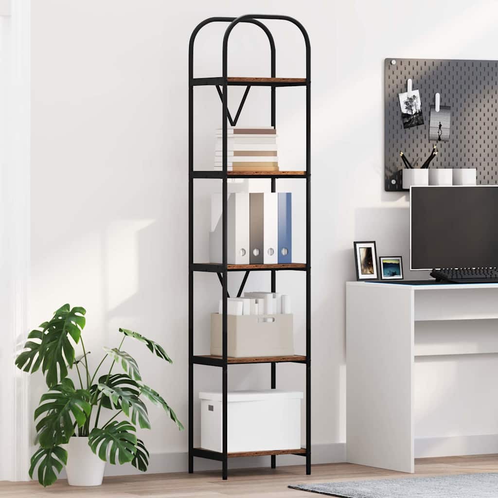 Bücherregal 5 Ebenen 40 x 30 x 183 cm Holzwerkstoff Altholz