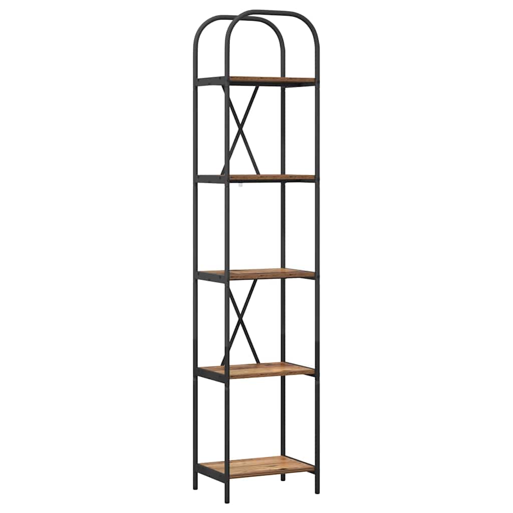 Bücherregal 5 Ebenen 40 x 30 x 183 cm Holzwerkstoff Altholz