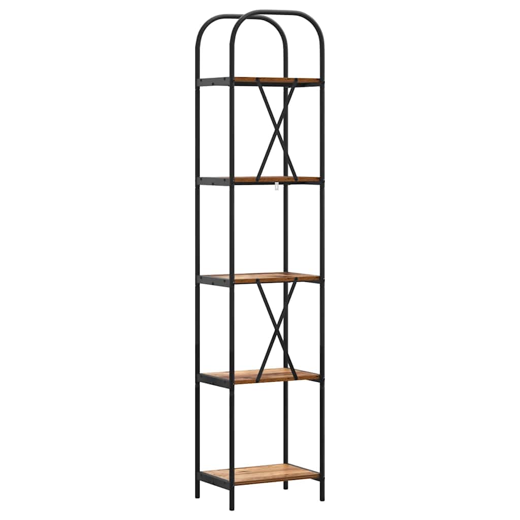 Bücherregal 5 Ebenen 40 x 30 x 183 cm Holzwerkstoff Altholz