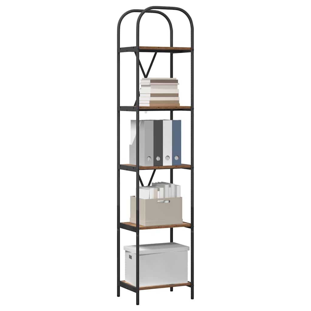 Bücherregal 5 Ebenen 40 x 30 x 183 cm Holzwerkstoff Altholz