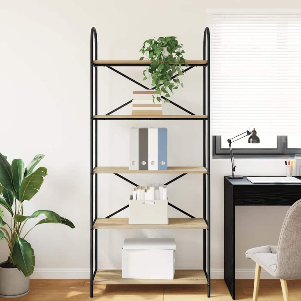 Bücherregal 5 Ebenen 80 x 30 x 183 cm Holzwerkstoff