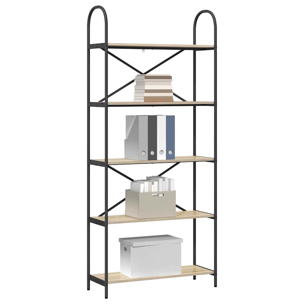 Bücherregal 5 Ebenen 80 x 30 x 183 cm Holzwerkstoff