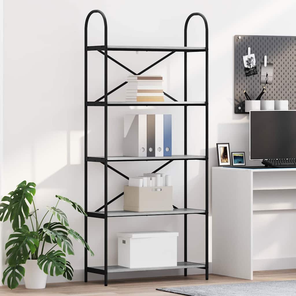Bücherregal 5 Ebenen 80 x 30 x 183 cm Holzwerkstoff