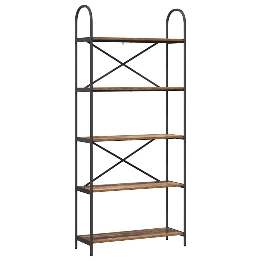 Bücherregal 5 Ebenen 80 x 30 x 183 cm Holzwerkstoff Altholz