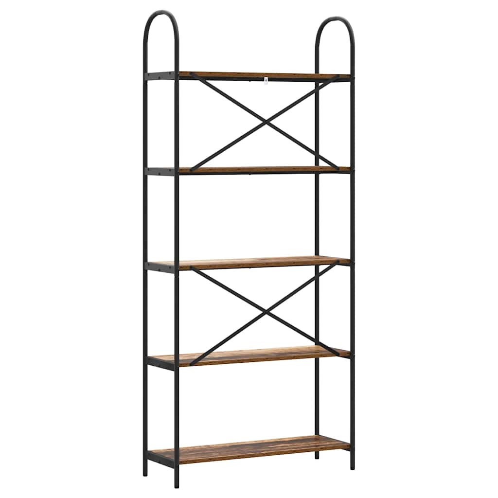 Bücherregal 5 Ebenen 80 x 30 x 183 cm Holzwerkstoff Altholz