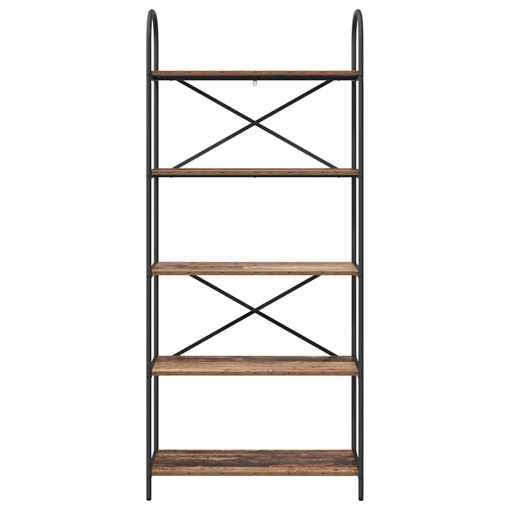 Bücherregal 5 Ebenen 80 x 30 x 183 cm Holzwerkstoff Altholz