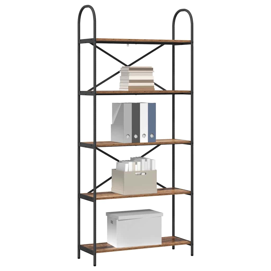 Bücherregal 5 Ebenen 80 x 30 x 183 cm Holzwerkstoff Altholz