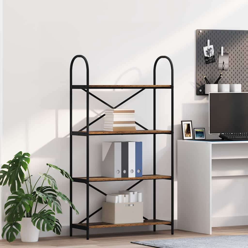 Bücherregal 4 Ebenen 80 x 30 x 146 cm Holzwerkstoff Altholz