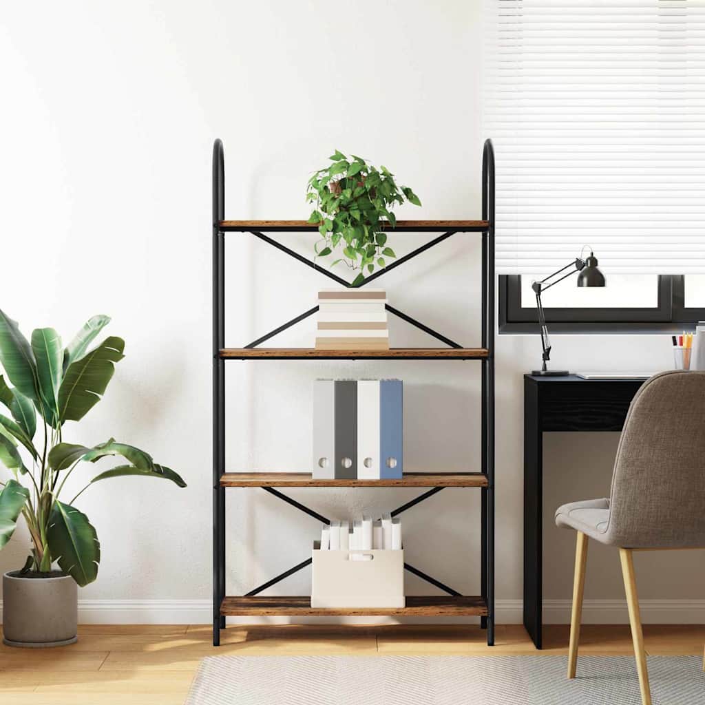 Bücherregal 4 Ebenen 80 x 30 x 146 cm Holzwerkstoff Altholz