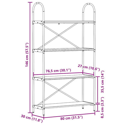 Bücherregal 4 Ebenen 80 x 30 x 146 cm Holzwerkstoff Altholz
