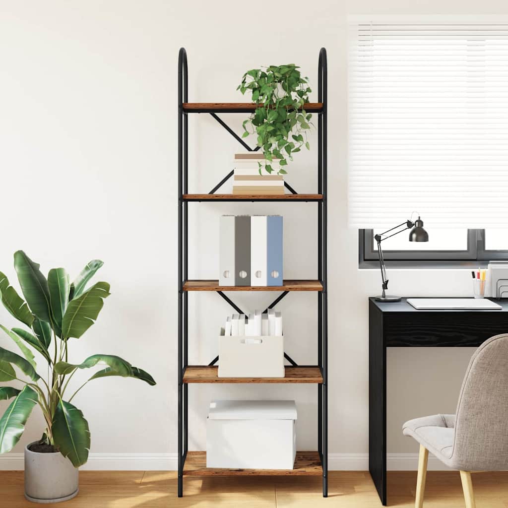 Bücherregal 5 Ebenen 60 x 30 x 183 cm Holzwerkstoff Altholz