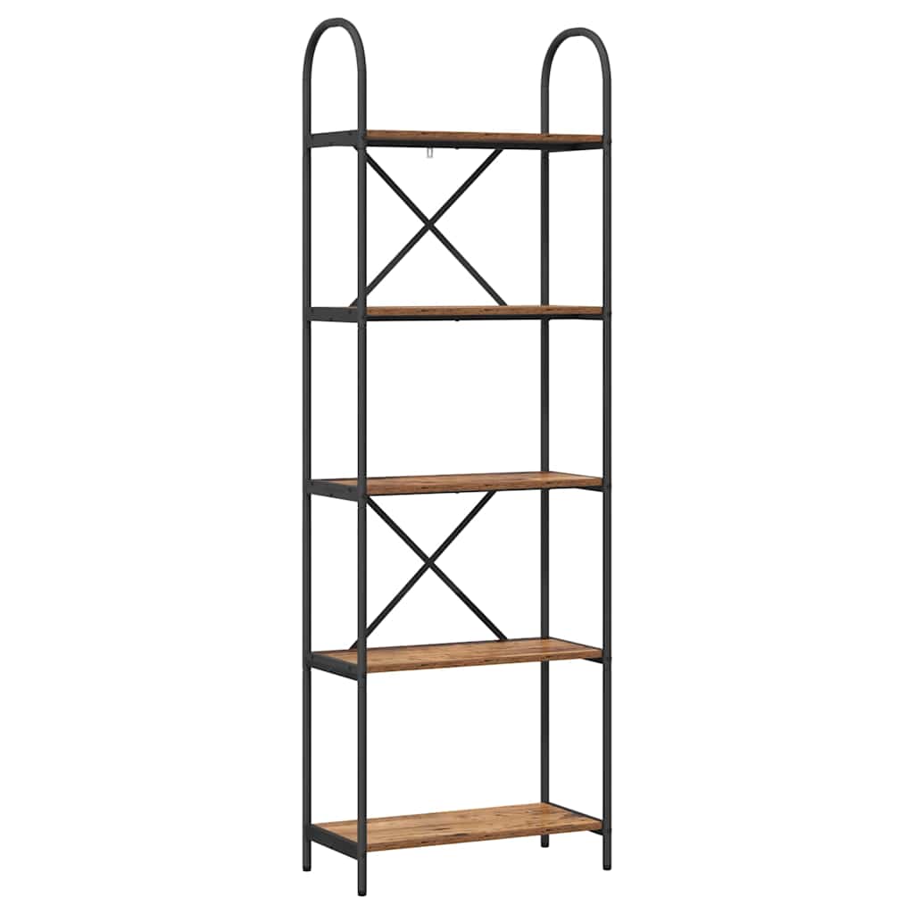 Bücherregal 5 Ebenen 60 x 30 x 183 cm Holzwerkstoff Altholz
