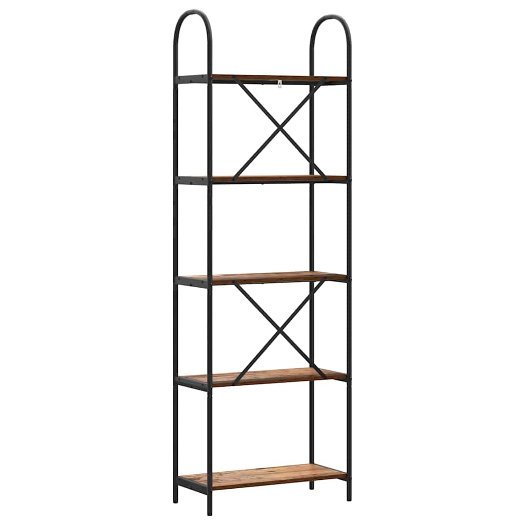 Bücherregal 5 Ebenen 60 x 30 x 183 cm Holzwerkstoff Altholz