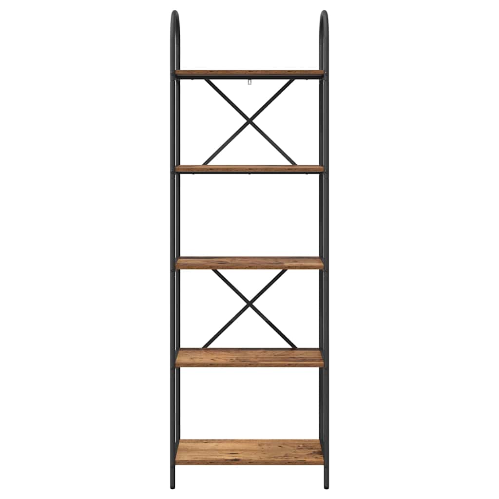 Bücherregal 5 Ebenen 60 x 30 x 183 cm Holzwerkstoff Altholz