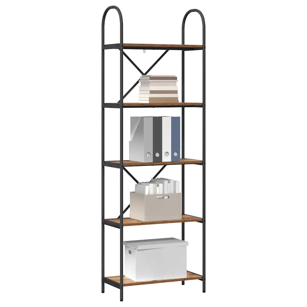 Bücherregal 5 Ebenen 60 x 30 x 183 cm Holzwerkstoff Altholz