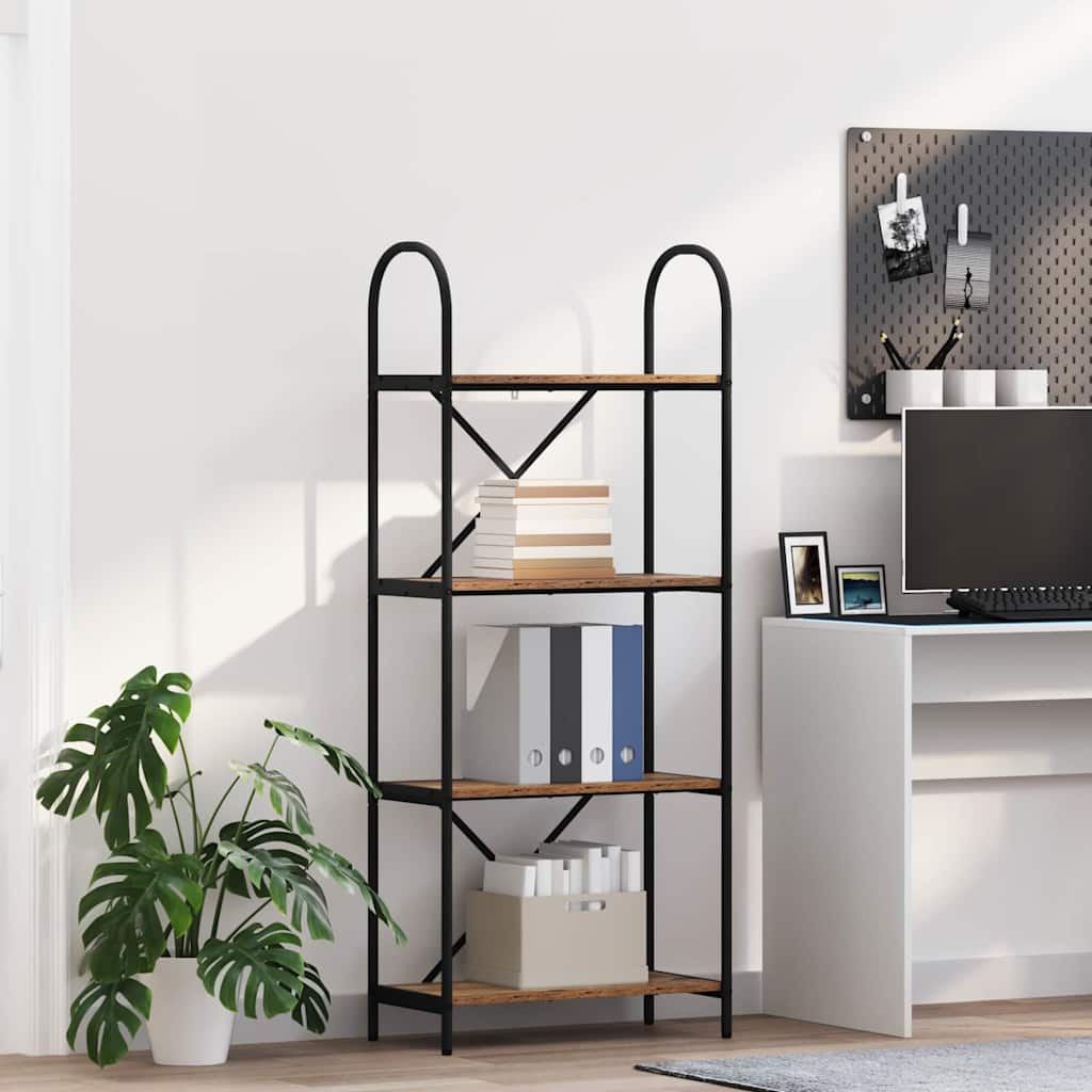 Bücherregal 4 Ebenen 60 x 30 x 146 cm Holzwerkstoff Altholz