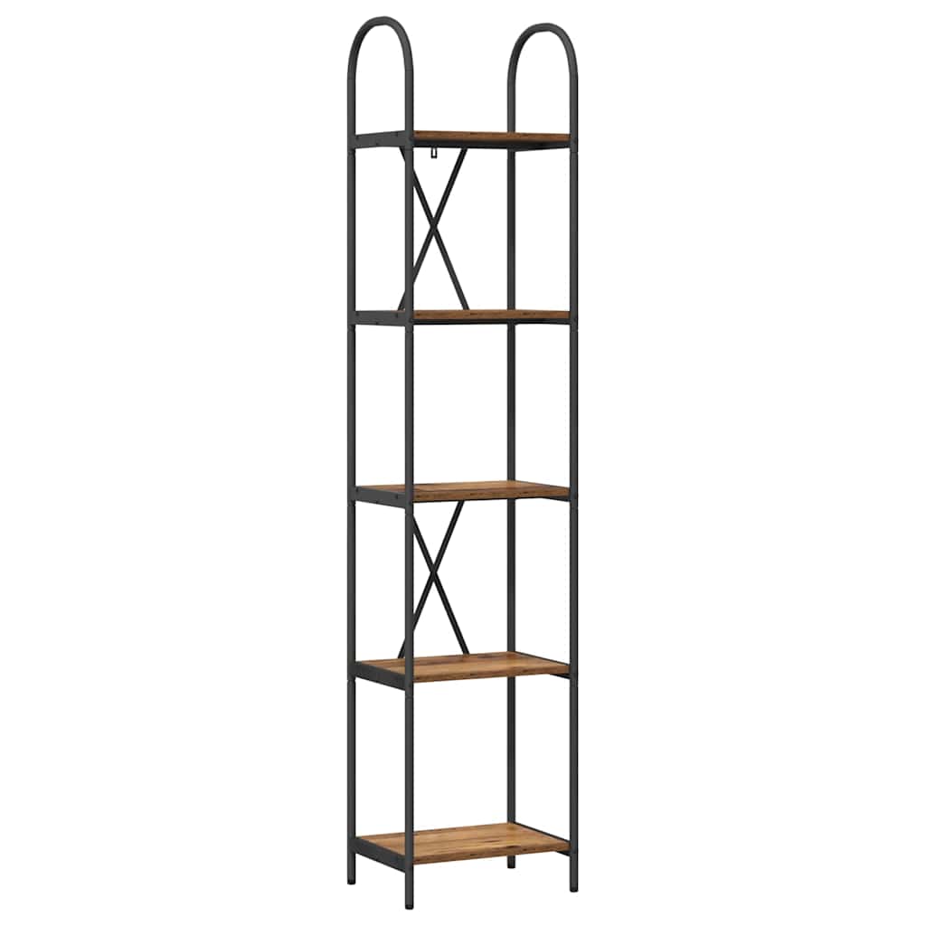 Bücherregal 5 Ebenen 40 x 30 x 183 cm Holzwerkstoff Altholz