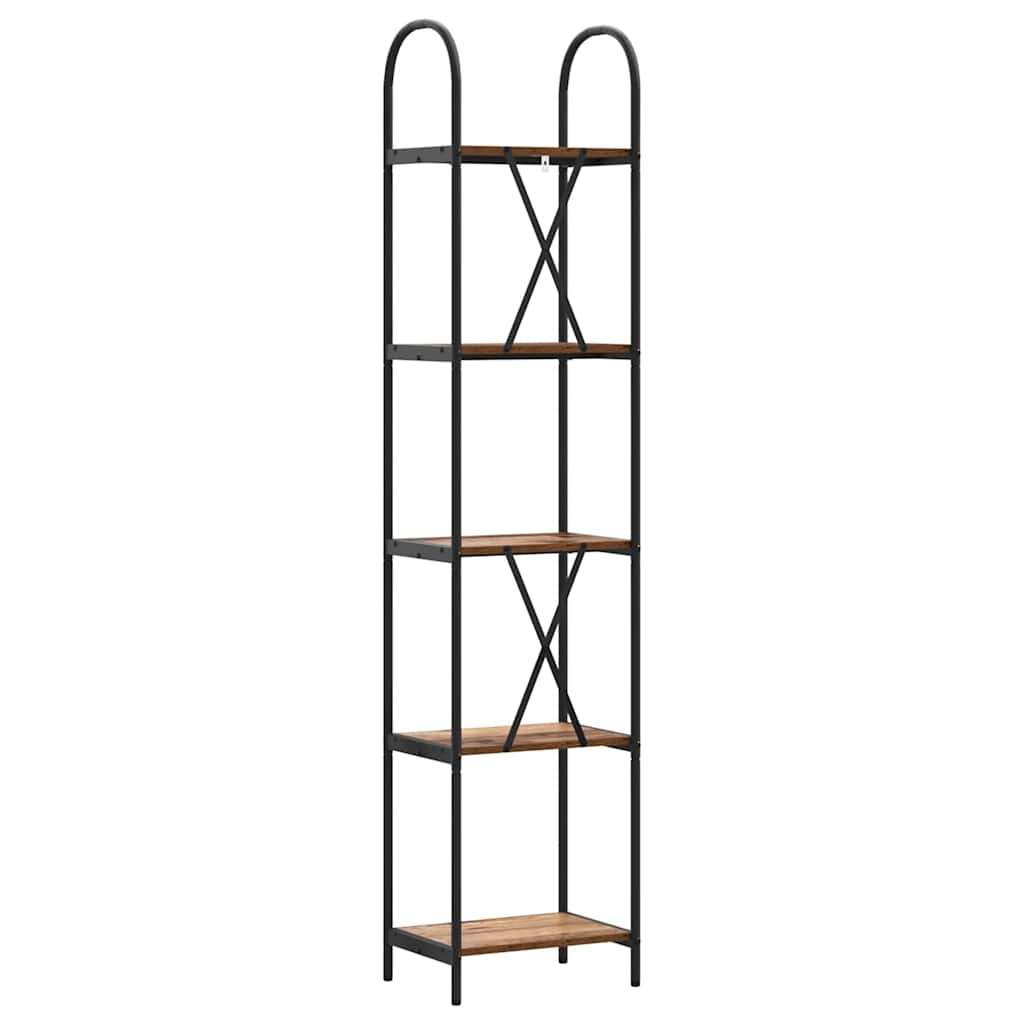 Bücherregal 5 Ebenen 40 x 30 x 183 cm Holzwerkstoff Altholz