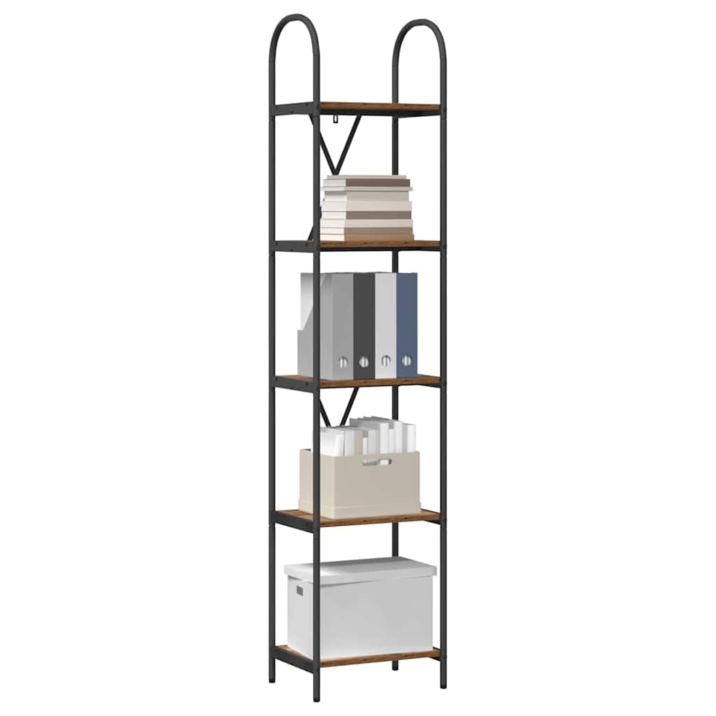 Bücherregal 5 Ebenen 40 x 30 x 183 cm Holzwerkstoff Altholz