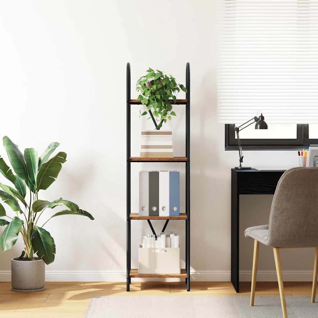 Bücherregal 4 Ebenen 40 x 30 x 146 cm Holzwerkstoff Altholz