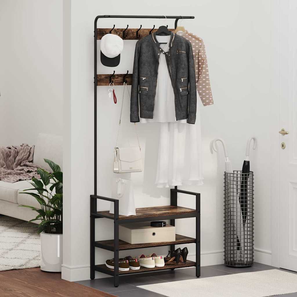 Kleiderständer Räuchereiche 75 x 34 x 184 cm Holzwerkstoff