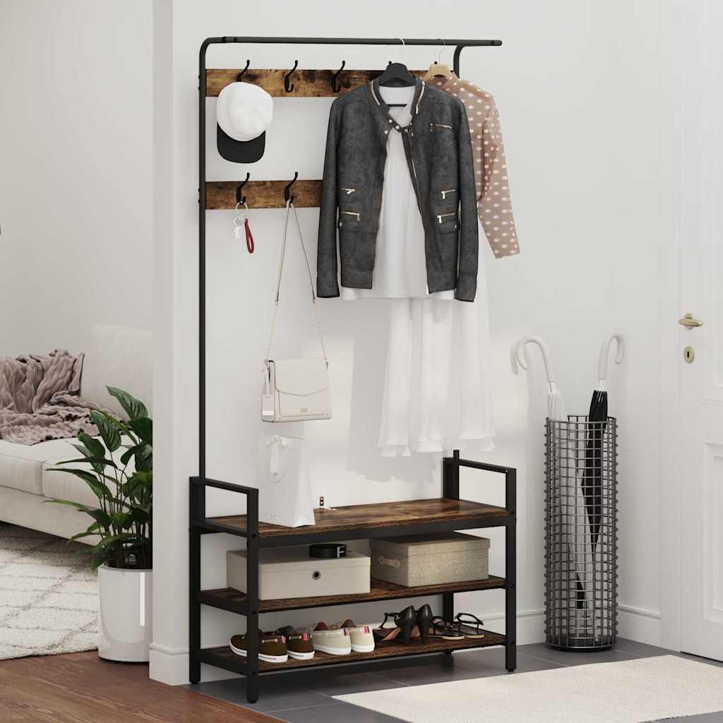 Kleiderständer Räuchereiche 95 x 34 x 184 cm Holzwerkstoff