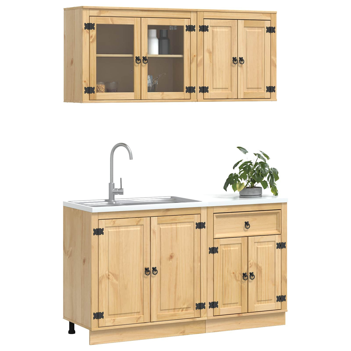 Schrank SKI 4 stk. Honigbraun Massives Kiefernholz